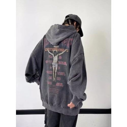 New Loose Hoodies Women Old Embroidery Letter Printing Sweatshirt Women Clothes for Teens Sweatshirts Vintage Plus Size Hoodies