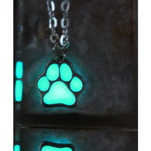 NEW Luminous Necklace Dog lovers The cat dog paw The bears paw Necklace GLOW in the DARK night luminous FOR YOURS