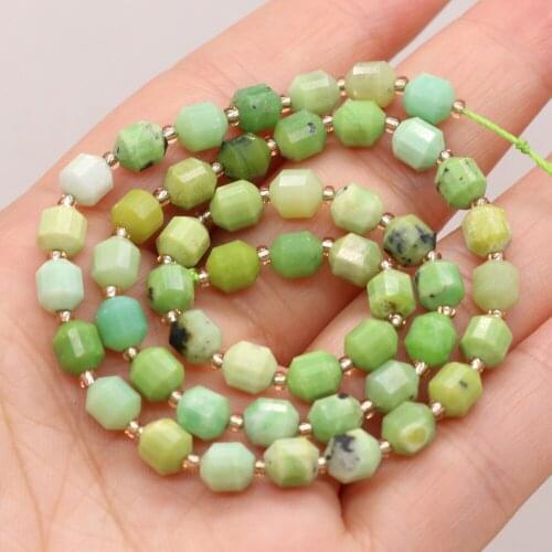 New Natural Stones Australian Jade Beaded Olive Shape Faceted Energy Column Beads For Women DIY Jewelry Making Bracelet 6mm