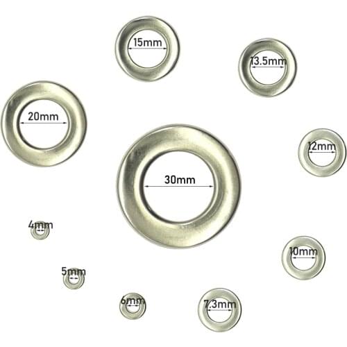 Silver Plane Eyelets Snaps Internal Diameter Press for Eyelets Grommets Metal for Clothes 3|4|5|6|7.3|10|12|13.5|15|20|30mm
