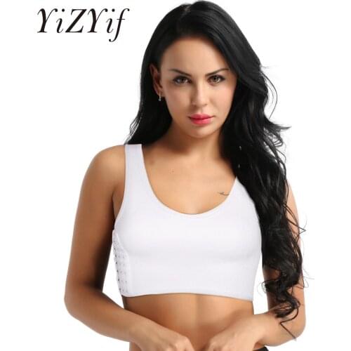 Casual Sportswear Chest Breast Binder Trans Crop Top Women Breathable Stretch Body Shaping Buckle Tank Top for Tomboy Lesbian