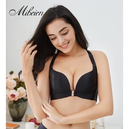 Sexy gathered beautiful back without steel support large size underwear Front button plus size bra plus size push up bra