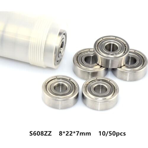 10/50pcs S608ZZ 8x22x7mm ABEC-5 608 Stainless Steel Deep Groove Ball bearing shielded Miniature 8*22*7mm S 608ZZ 608Z