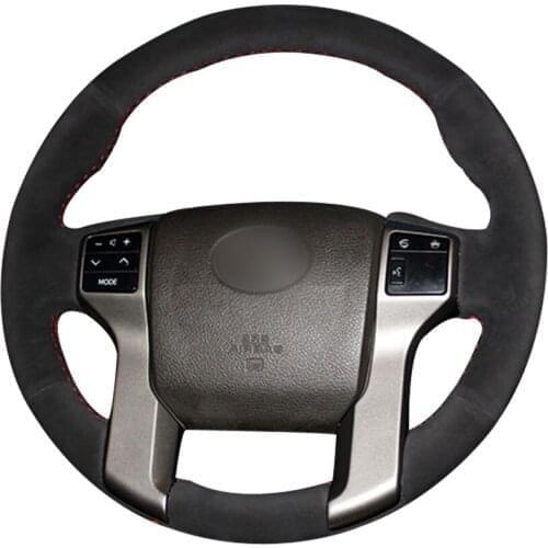 Hand-stitched Black Suede Car Steering Wheel Cover for Toyota Land Cruiser Prado Land Cruiser Tacoma Tundra Sequoia