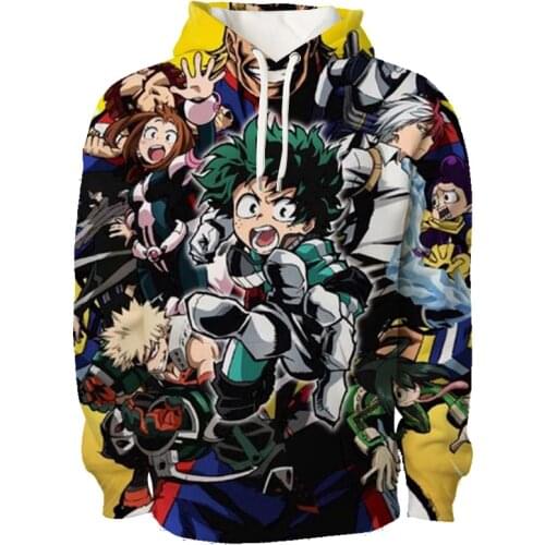 Anime My Hero Academia Hoodie 3D Printed Pullover Tops 2020 New Autumn Winter Fashion Men Sweatshirts Polyetser Unisex Hoodies