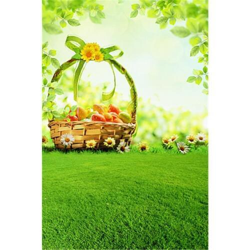 Thin vinyl fabric photography camera background Easter eggs basket photo backdrop for Studio Easter Day Party Custom Backdrops