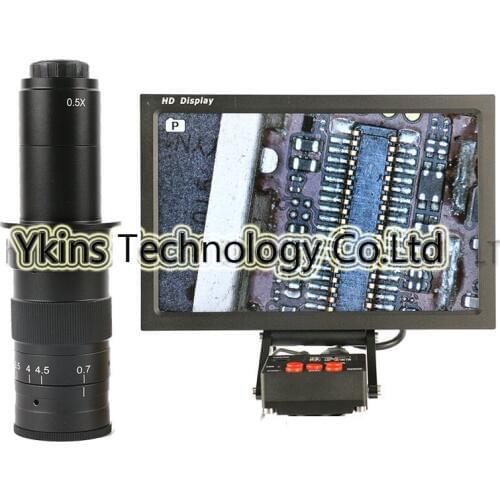 16MP 1080P HDMI Video Industrial Microscope Camera TF Card Video Recorder + 10" HD IPS LCD Monitor + 180X C-Mount Lnes For PCB