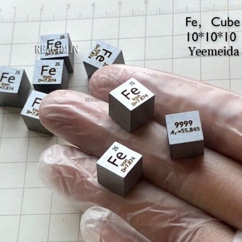 Pure 99.99% Fe iron Cube Block Bulk Periodic Table of Rare Earth Metal Elements for Research lab industrial Collection