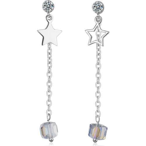Square Crystal Star Tassel Long Drop Earrings For Women Trend Creative 925 Sterling Silver Party Gifts Jewelry Oorbellen SAE280