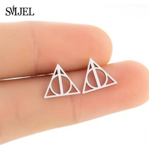 New Small Halloween Earrings Deathly Hallo Stud Earrings For Women Punk Black Earings Magic Movie Jewelry Valentines Day Gift