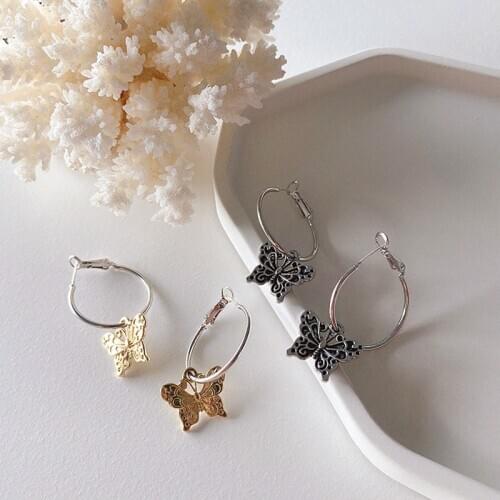 Fashion Metal Hollow Butterfly Pendant Hoop Earrings for Women Ethnic Statement Earrings 2020 Simple boucle d’oreille Jewelry