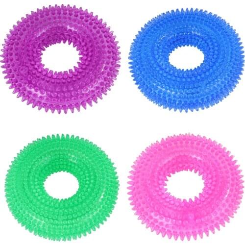 Puppy Pet Dogs Cat Chew Molar Toys Pet Dog Chew Bite Toys Circle Ring Squeeze Tooth Cleaning Sound Funny Puppy Toy