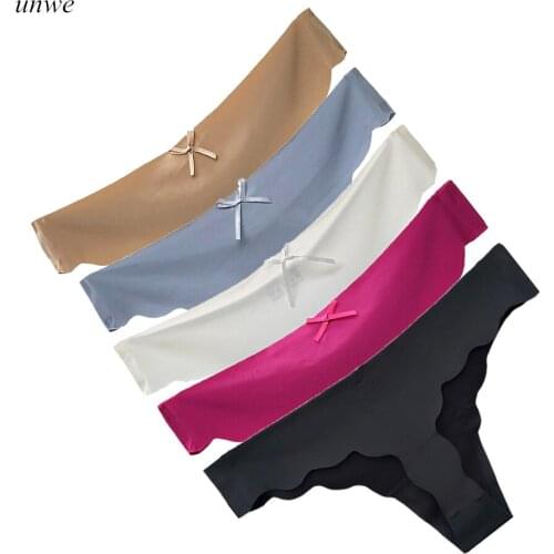 1 PCS Wave Cut Seamless Underwear Women Ice Silk Thong Panties Sexy Modis Underpants Ladies Tangas Lingerie