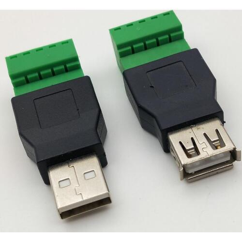 1PCS USB 2.0 Type A Female/Male to 5 Pin Screw Terminal Plug Connector adapter