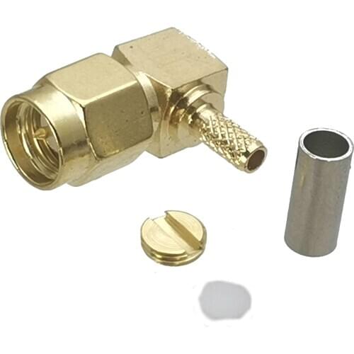 10pcs Connector SMA Male Plug Crimp RG174 RG316 LMR100 Cable Right Angle RF Coaxial Brass