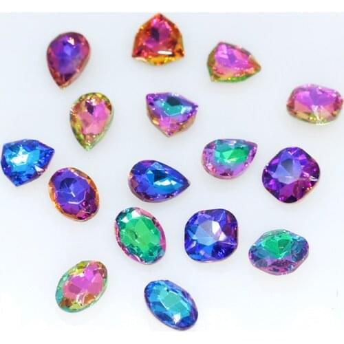12p Multi-shape&color pointed back fancy glass stone crystal rhinestone DIY shoes&wedding dress Decoration jewelry making beads