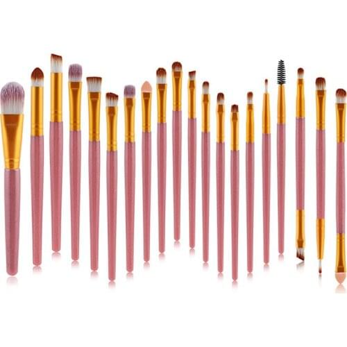 20Pcs Makeup Brushes Set Pink Gold Wooden Handle For Eye Shadow Powder Eyeliner Eyelash Eyebrow Make Up Brush Beauty Tool