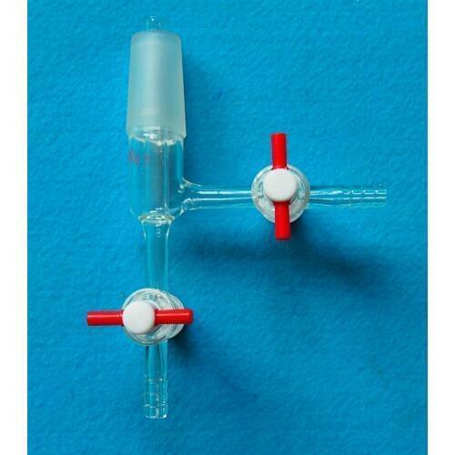 24/40,Glass Vacuum Transfer Adapter,Two PTFE Stopcock,Lab Chemistry Glassware