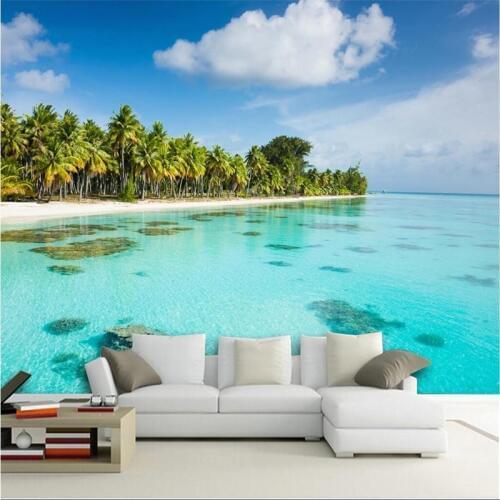 Beibehang for walls 3 d Windows Beach Shallow Background Mural for Living Room Large papel de parede 3D wall paper Home Decor