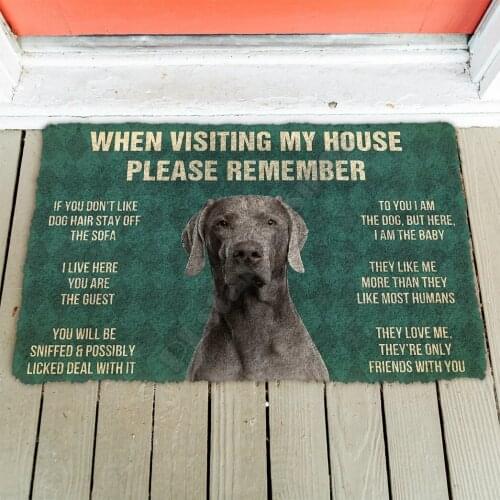 3D Please Remember Weimaraner House Rules Custom Doormat Non Slip Door Floor Mats Decor Porch Doormat