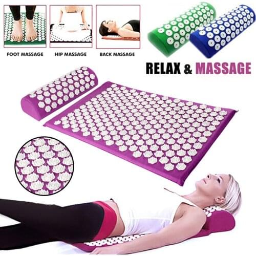 Acupressure Mat Head Neck Back Foot Massage Cushion Pillow Yoga Spike Mat Anti-stress Acupuncture pad Needle Massager