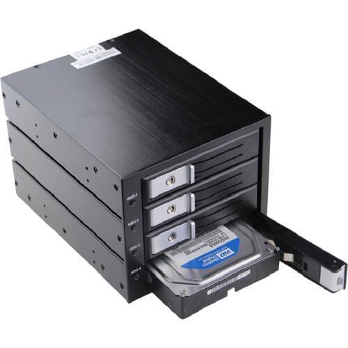 Aluminum 4 Bay Internal Mobile Rack For 3.5 Inch HDD Tray-Less SATA III Hard Drive Backplane Enclosure to 3x 5.25" Drive Bay
