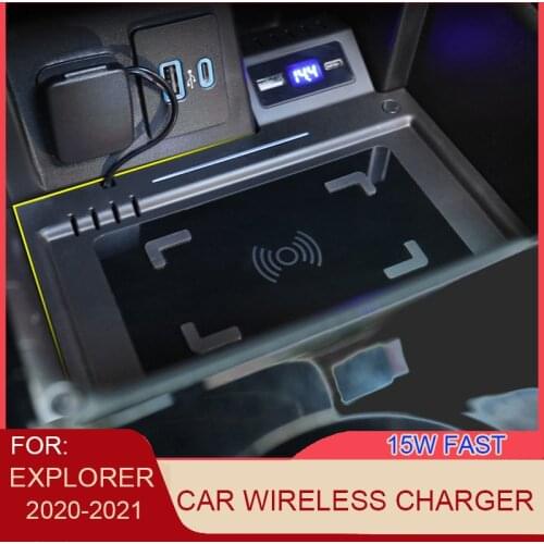 For Ford Explorer Accessories Car Wireless Charger 2020 2021 15W Fast Charging Plate Interior Modification Parts For iphone