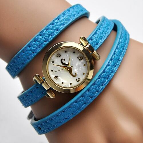 Mustache Bracelet Watch women Vintage reloj golden rhinestone wristwatch girl new Fashion relogio PU leather Dropship