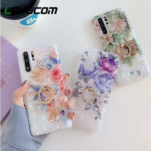 LOVECOM Retro Flower Ring Phone Cover For Samsung S21 S20 S9 S10 Plus Note 20 Ultra Note 10 Pro Case Soft IMD Phone Back Cover