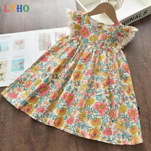 Girls Floral Dresses 2021 New Fashion Sweet Kids Flowers Costumes Children Sleeveless Vestidos Toddler Baby Clothing Lace