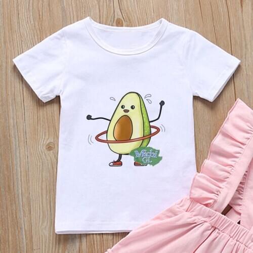 Cute Korean Design Kids Tshirt Vogue Boys Tops Short Sleeve Girls T Shirts Pretty Avocado Casual Pineapple Aesthetic Funny Print