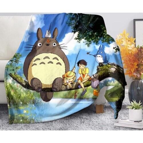 Anime Totoro 3D Blanket for Beds Printed Cartoon Anime Flannel Blanket Sofa Home Decor Party Student Fashion Throw Blanket