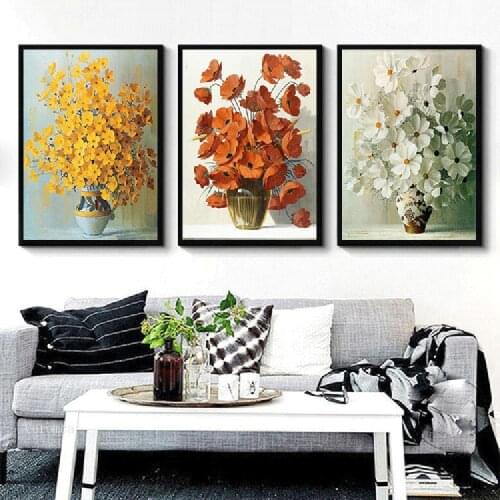 Delicate Vase Flower Oil Painting On The Wall Art Poster and Prints Canvas Picture for Living Room Home Kitchen Decor No Frame