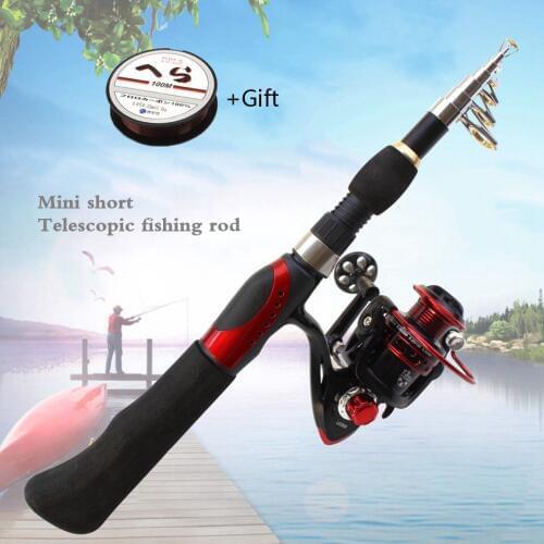 1.65M Carbon Fishing Rod Portable Travel Spinning pole and Reel telescopic Trout Rod Set bag Fishing Tackle line gift kuying