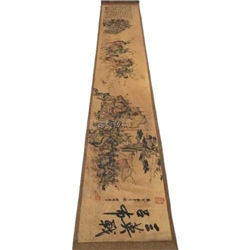 Archaize Chinese painting celebrity calligraphy home decoration painting three British battle picture scroll