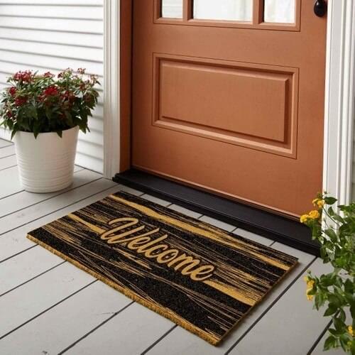The door way Mat Burnt Wood looking Welcome Pattern Door Mat 40x70 cm