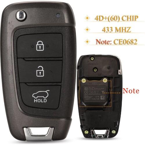 Kutery 5pcs 3 Buttons Original Remote Car Key Fob 433Mhz 4D60 Chip CE0682 For Hyundai I30