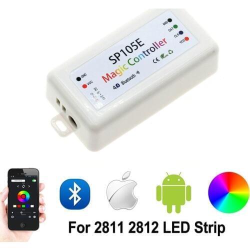 Music Controller for WS2812B Led Strip SP105E Bluetooth SK6812 RGB/RGBW APA102 WS2811 Pixels Tape Light DC5V-24V