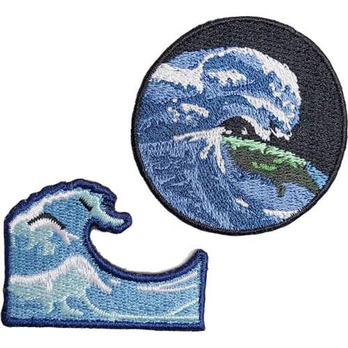 Sea Wave Patches Fine Embroidery Applique for Clothing Badge Stickers Special Clothing Accessories Iron on Sew on