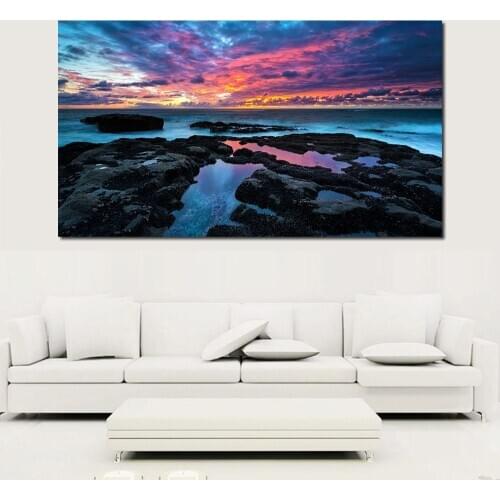 JQHYART Wall Decor Printing Painting Sunset Cape Coast Rocky Coast Art Canvas Print Picture For Living Room And Bedroom No Frame