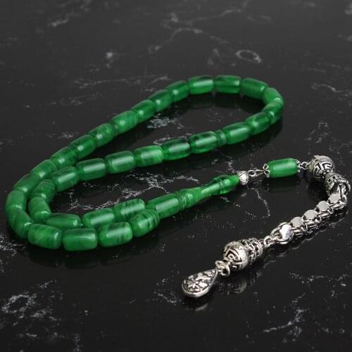 Natural Amber 925 Silver Tassel 33 Beads Prayer Beads Tasbih Rosary Men Women Meditation Jewelry From Turkey