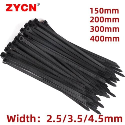 Nylon Cable Ties Width:2.5/3.5/4.5MM Self-Locking Plastic Warp Black Wire Zip Strapping Industrial Fasteners 250/500/1000PCS