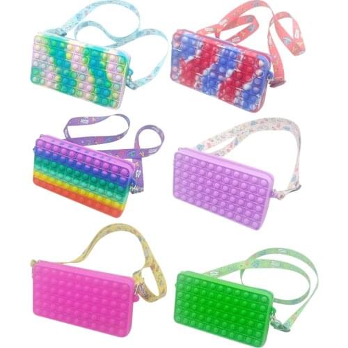 2021 Creative New Silicone Push Bubble Pencil Case Rectangular Press Bubble Decompression Pencil Case Stationery Storage Bags