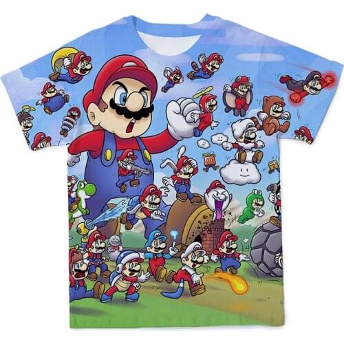 2021 New Cartoon Super Mario With Luigi Children Funny T-Shirt Baby Boys Girls Summer Casual Tops T Shirt Kids Clothes