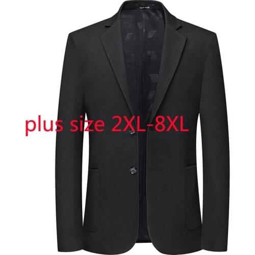 New Arrival Fashion Super Large Spring And Autumn Men Black Casual Suit Single Breasted Blazers Plus Size 2XL 3XL4XL 5XL 6XL 7XL
