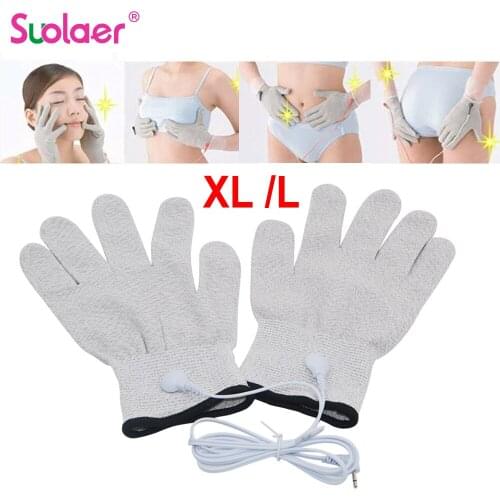 XL/L Massage Electrode Gloves New Conductive Electrode Massage Therapy Gloves Therapy Hand Massager Electrotherapy Lead Wires