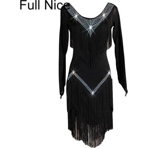 Tassel Latin dance Dress One piece For Women Girl High Grade Dress Rumba Flamengo Salsa Samba Ballroom Dance Dress