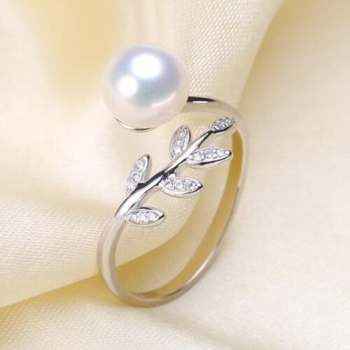 Charm Party Leaf Ring Mountings Base Findings Jewelry Settings Parts Women Accessories for Pearls Stones Crystal Agate Coral