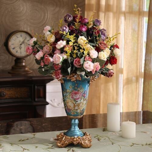 European Palace Resin Vase Ornaments Home Furnishing Decoration Crafts Livingroon Dining Room Retro Vase Figurines Wedding Gift