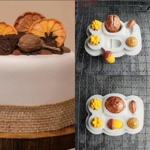 Silicone Fondant Mold Nuts Berries Chocolate Cake Baking Topper Cupcake Mould 3D